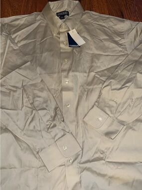 Lands' End Men's Button-Down Dress Shirt in Light Tan